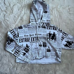 Newspaper Cropped Hoodie